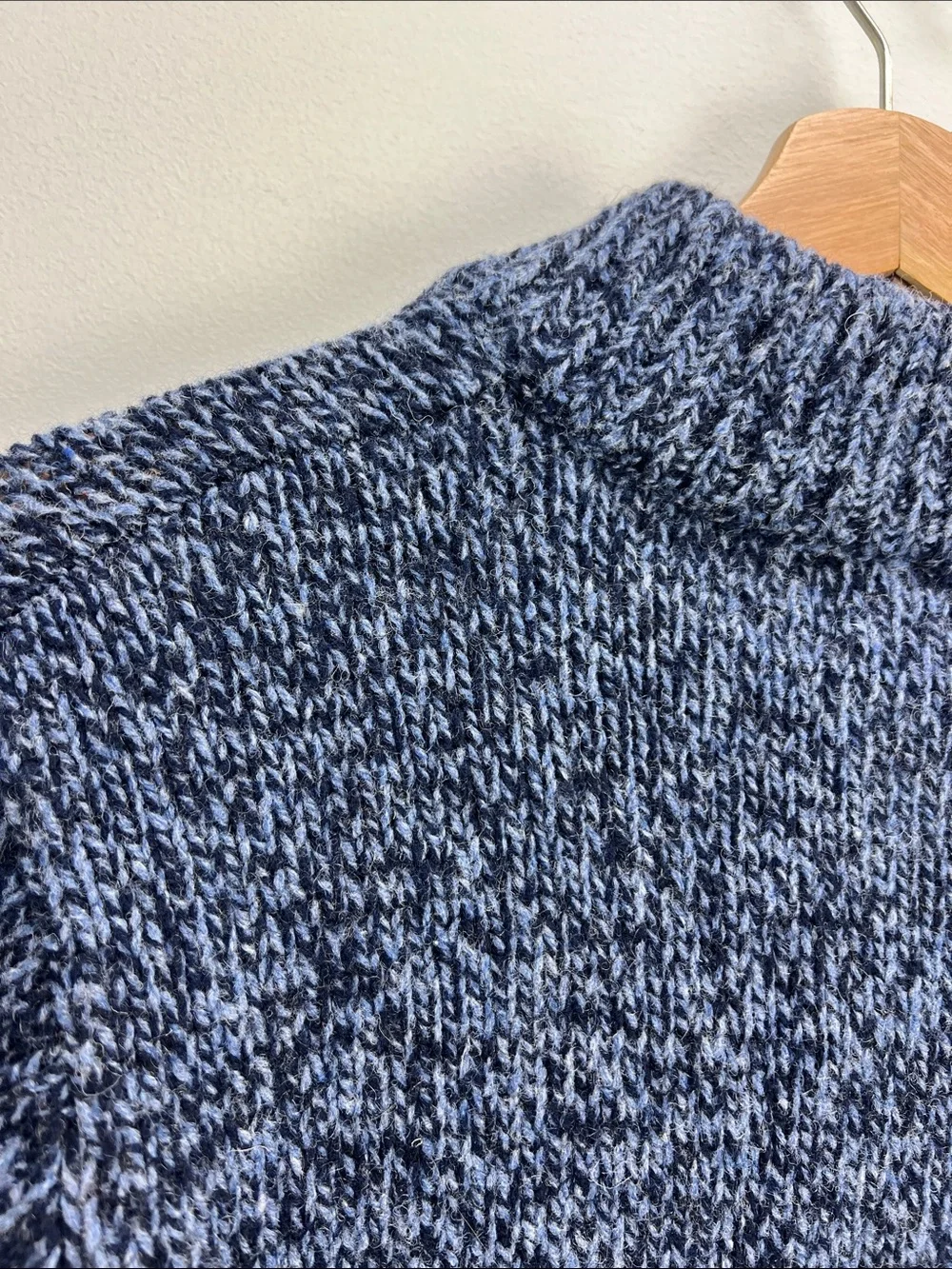Vintage L.L. Bean Classic Ragg Wool Sweater Henley Blue Lambswool Mens Small